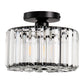 10 in. 1-Light Black Modern Semi-Flush Mount with Crystal Shade and No Bulbs Included