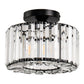 10 in. 1-Light Black Modern Semi-Flush Mount with Crystal Shade and No Bulbs Included
