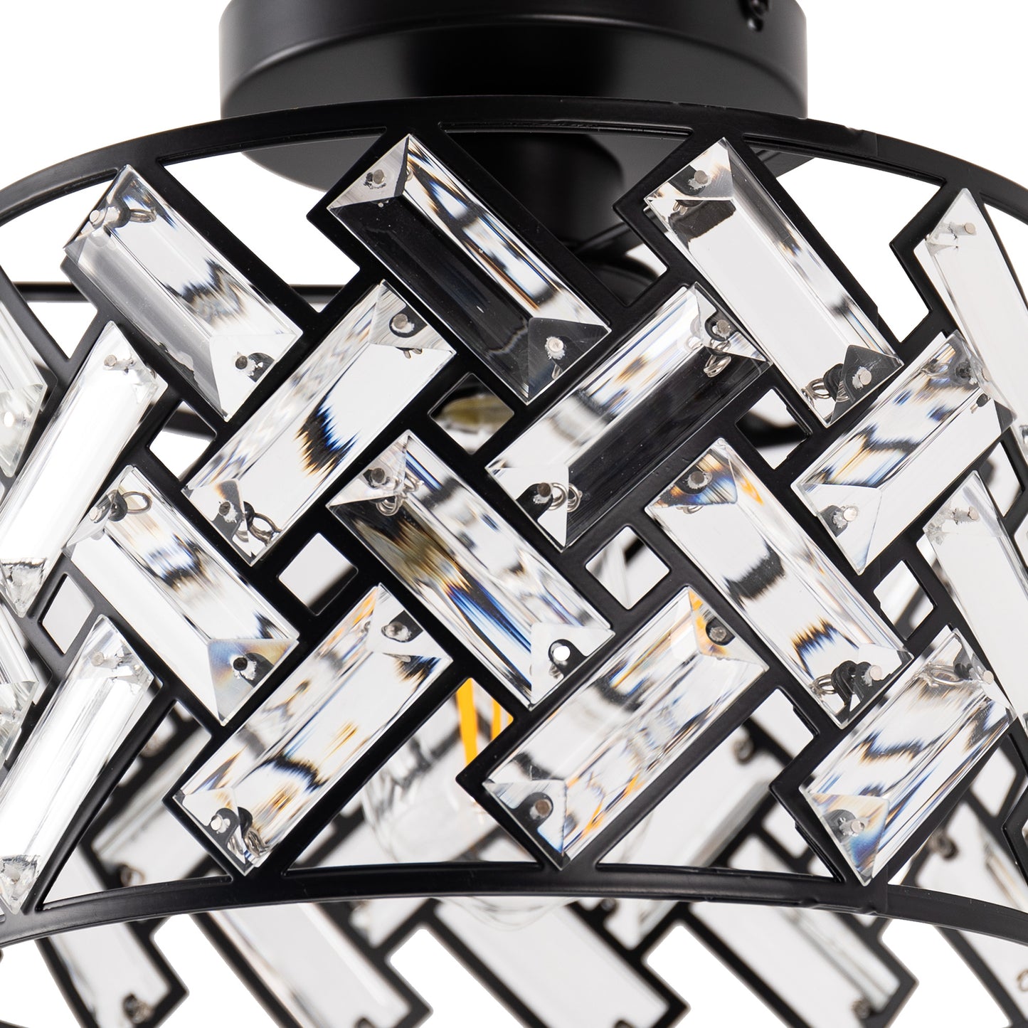 8 in. 1-Light Black Modern Semi-Flush Mount with Shade and No Bulbs Included