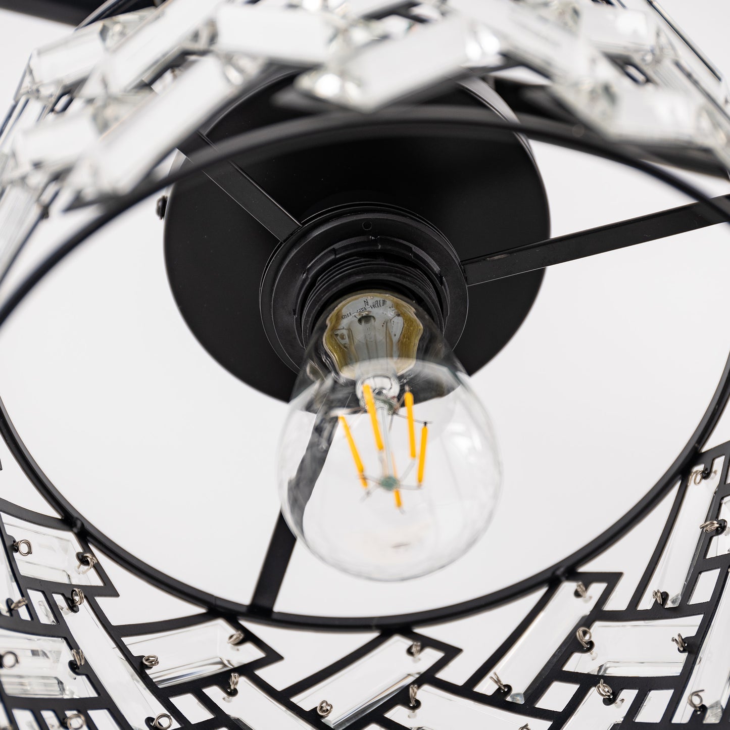 8 in. 1-Light Black Modern Semi-Flush Mount with Shade and No Bulbs Included