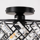 8 in. 1-Light Black Modern Semi-Flush Mount with Shade and No Bulbs Included