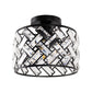8 in. 1-Light Black Modern Semi-Flush Mount with Shade and No Bulbs Included