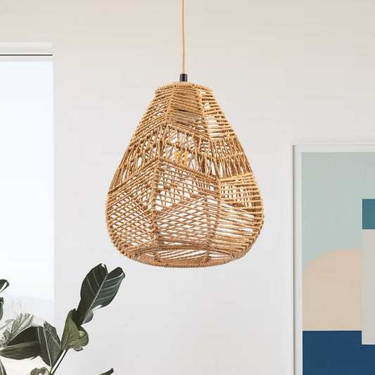 60-Watt 10 in. 1-Light Rope Mini Pendant Light with Rope Shade and No Bulbs Included