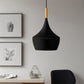 YANSUN 1-Light Industrial Farmhouse Hanging Kitchen Black Pendant Ceiling Light with Metal Dome Shade