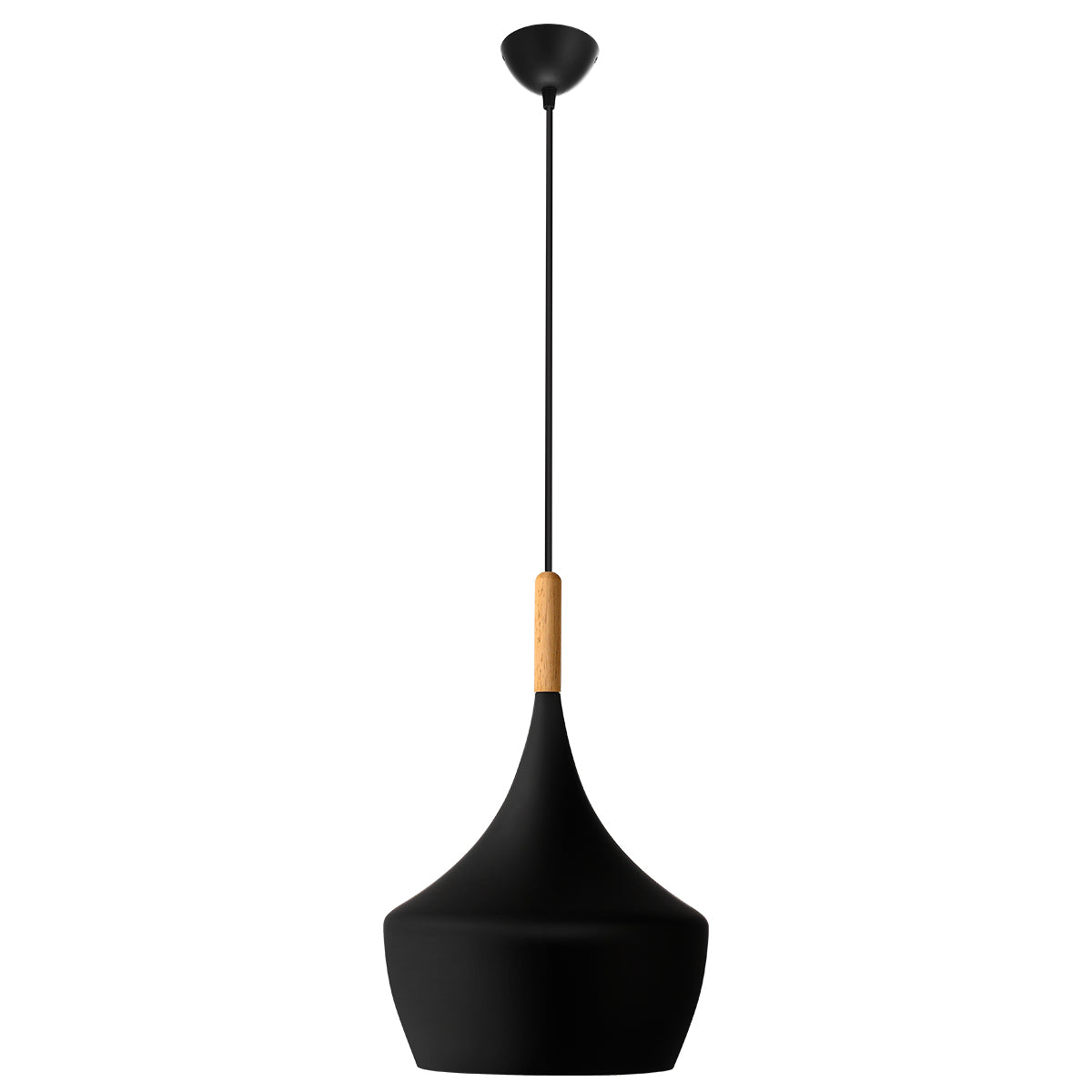 YANSUN 1-Light Industrial Farmhouse Hanging Kitchen Black Pendant Ceiling Light with Metal Dome Shade