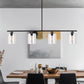 4-Light Matte Black Modern Island Chandelier Fixture with Clear Glass Shades