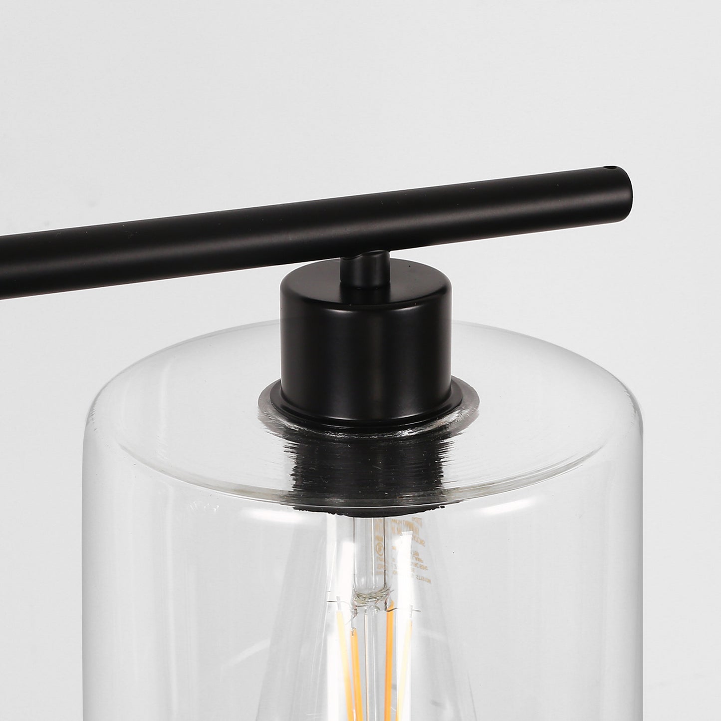 4-Light Matte Black Modern Island Chandelier Fixture with Clear Glass Shades
