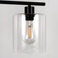 4-Light Matte Black Modern Island Chandelier Fixture with Clear Glass Shades