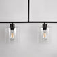 4-Light Matte Black Modern Island Chandelier Fixture with Clear Glass Shades