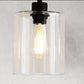 4-Light Matte Black Modern Island Chandelier Fixture with Clear Glass Shades