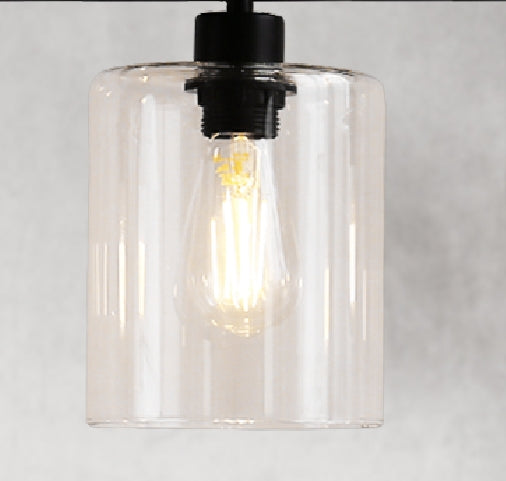 4-Light Matte Black Modern Island Chandelier Fixture with Clear Glass Shades