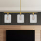 3-Light Gold Modern Kitchen Island Pendant Light Fixtures, Linear Chandelier Hanging Light with Clear Glass Shade