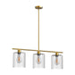 3-Light Gold Modern Kitchen Island Pendant Light Fixtures, Linear Chandelier Hanging Light with Clear Glass Shade