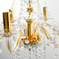 Yansun 6-Light Crystal Ceiling Light Chandelier Candle Style Chain Chandelier Pendant Golden for Bedroom Living Room