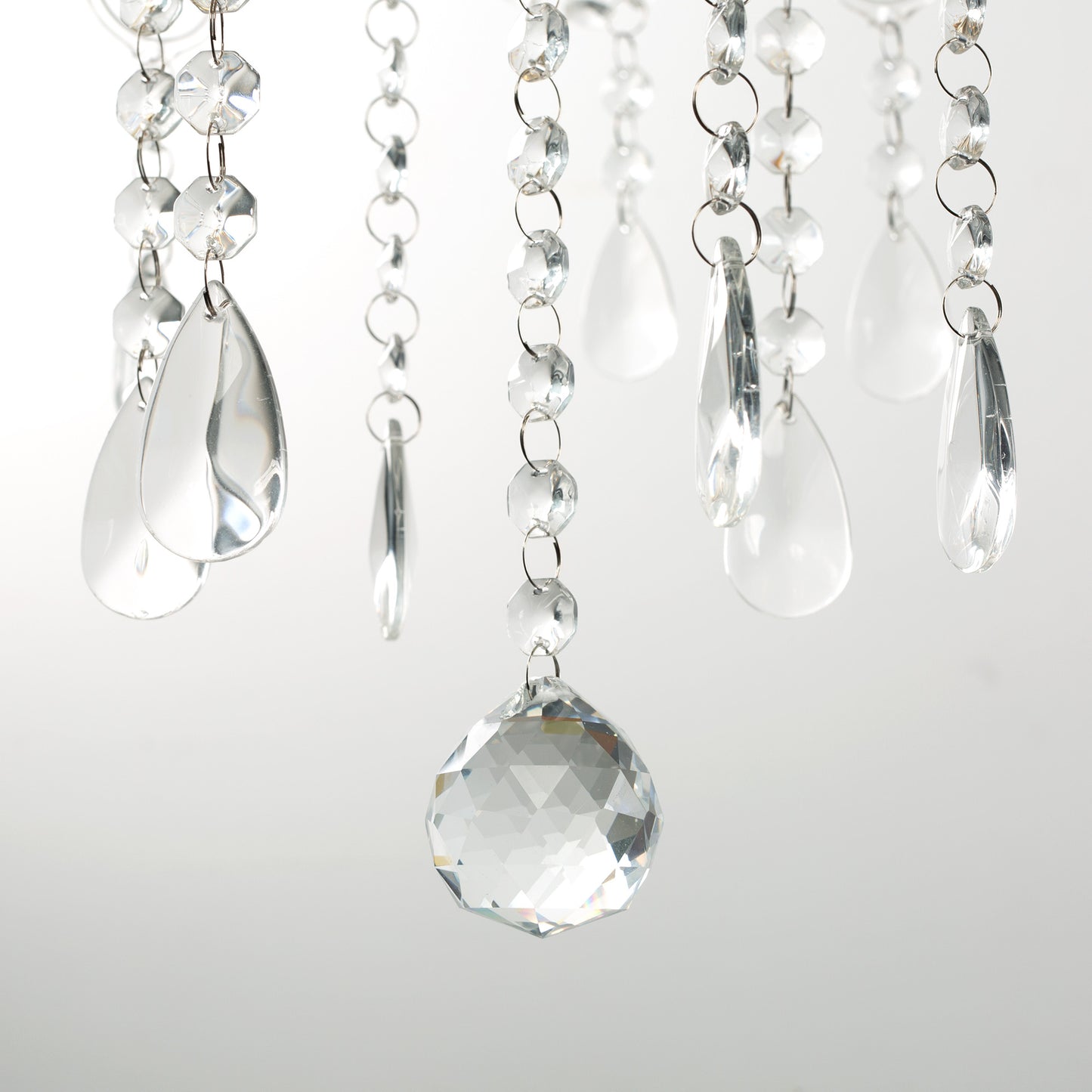 Yansun 6-Light Crystal Ceiling Light Chandelier Candle Style Chain Chandelier Pendant Golden for Bedroom Living Room
