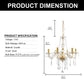 Yansun 6-Light Crystal Ceiling Light Chandelier Candle Style Chain Chandelier Pendant Golden for Bedroom Living Room