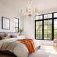 Yansun 6-Light Crystal Ceiling Light Chandelier Candle Style Chain Chandelier Pendant Golden for Bedroom Living Room