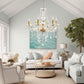 Yansun 6-Light Crystal Ceiling Light Chandelier Candle Style Chain Chandelier Pendant Golden for Bedroom Living Room