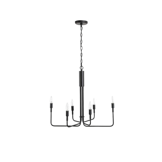 YANSUN 25 in. 6-Light Vintage American Chandelier, E12 Base, Classic Branch Pendant Light for Kitchen Bulbs Not Included