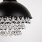 1-Light Crystal Black Metal Dome Industrial Pendant Light Modern Rustic Chandelier for Kitchen Foyer Hallway