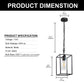 1-Light Black Kitchen Island Pendant Lighting with Glass Shade, Hanging Lighting for Living Room, Restaurant, Hallway