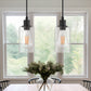 1-Light Modern Matte Black Island Pendant Light Rustic Farmhouse Industrial Hanging Light for Kitchen Dining 2 Pack