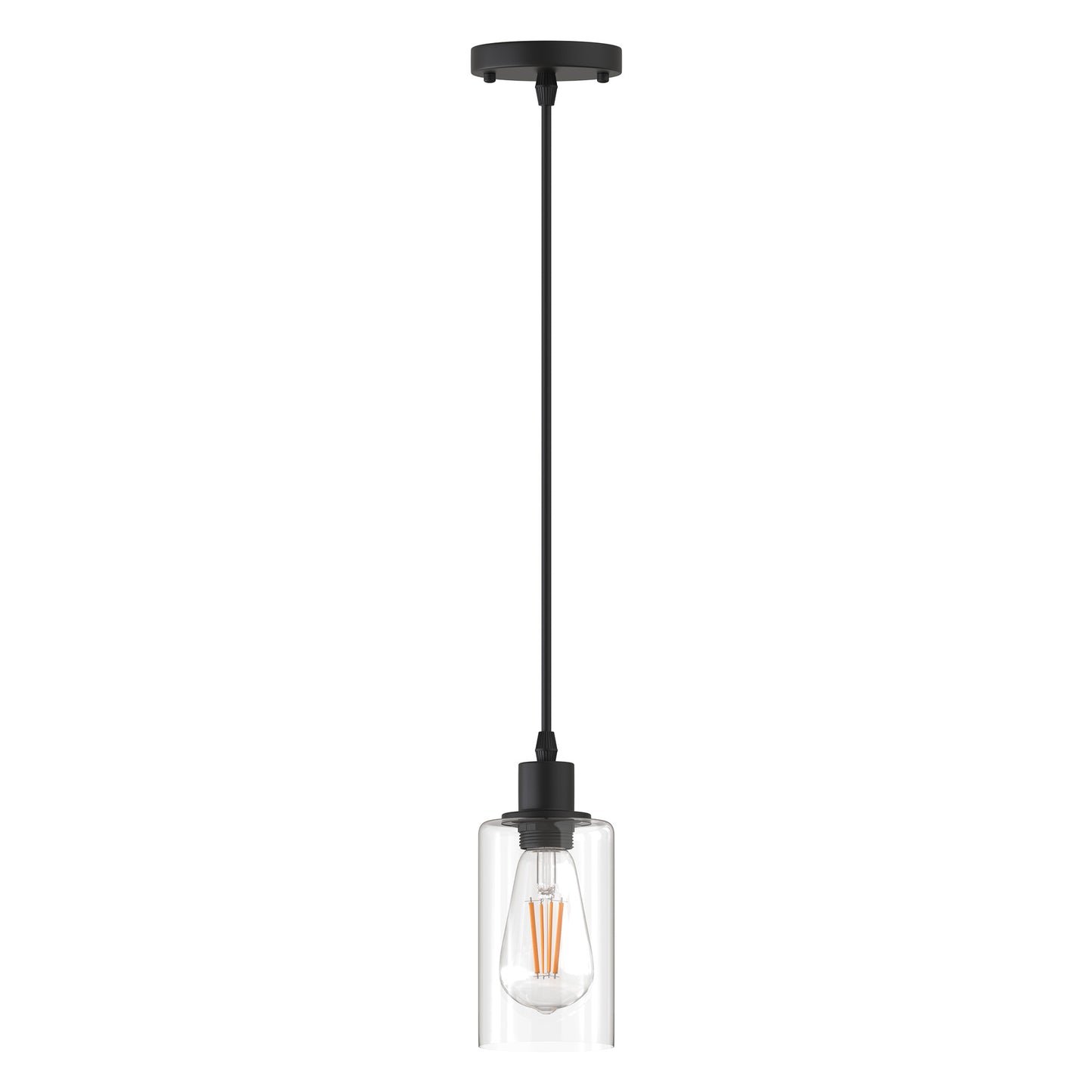 1-Light Modern Matte Black Island Pendant Light Rustic Farmhouse Industrial Hanging Light for Kitchen Dining 2 Pack