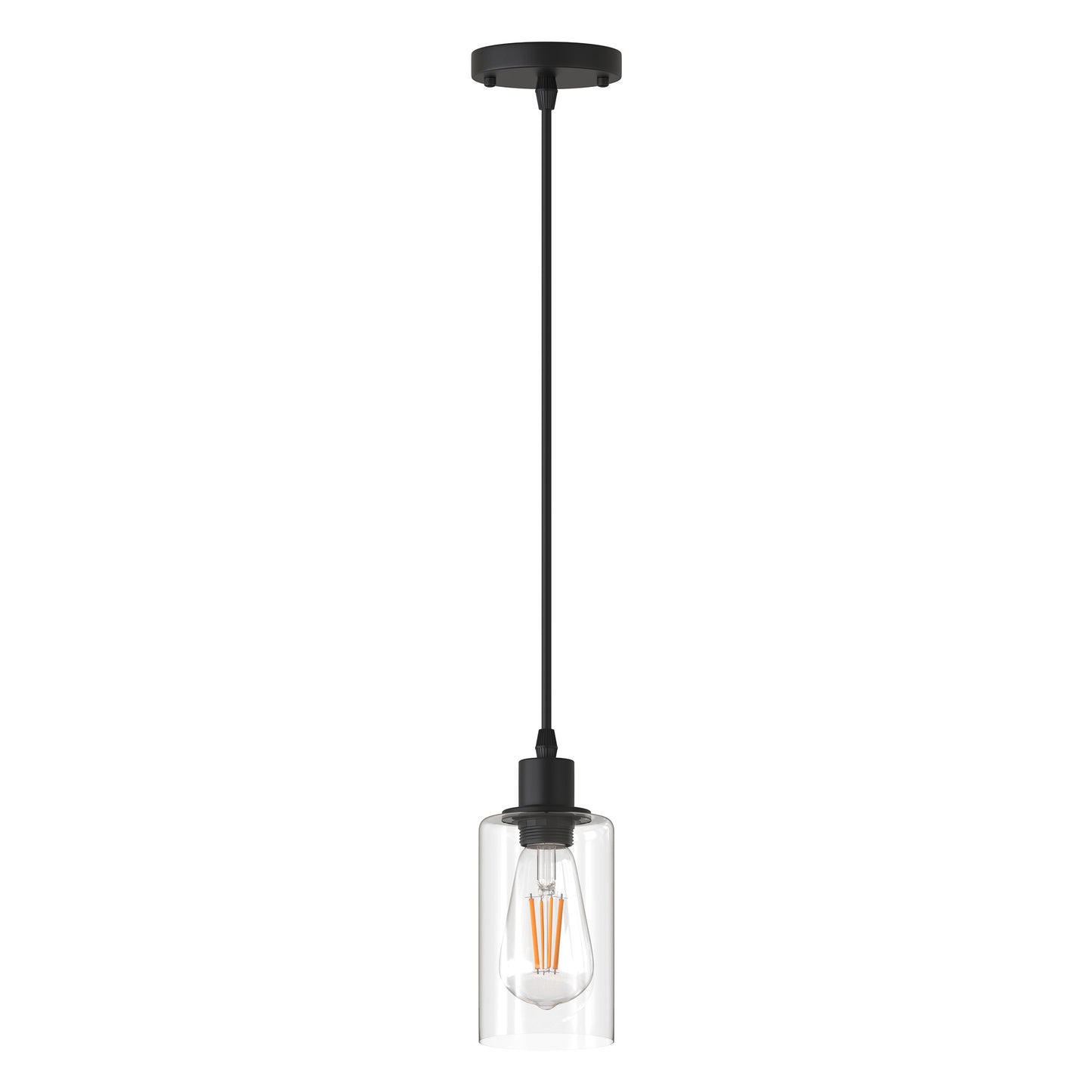 1-Light Modern Matte Black Island Pendant Light Rustic Farmhouse Industrial Hanging Light for Kitchen Dining 2 Pack