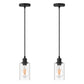 1-Light Modern Matte Black Island Pendant Light Rustic Farmhouse Industrial Hanging Light for Kitchen Dining 2 Pack