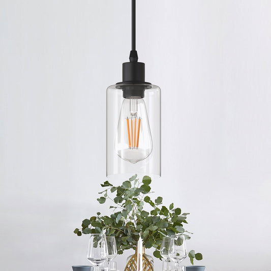 4 in. 1-Light Modern Matte Black Island Pendant Light Rustic Farmhouse Industrial Hanging Light for Kitchen Dining