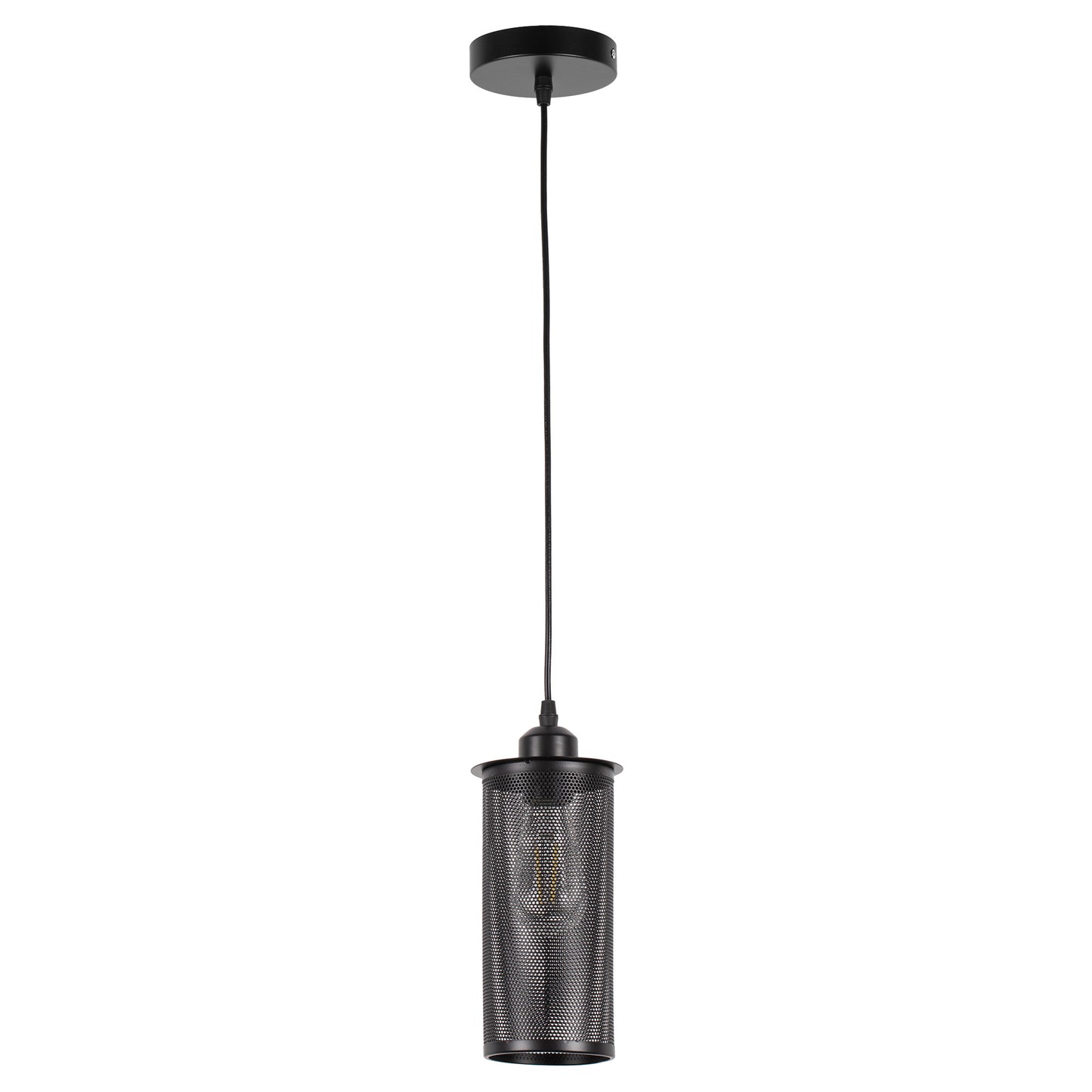 YANSUN 1-Light Industrial Black Pendant Light with Cylinder Shade E26 Ceiling Hanging Light Fixture, Bulb Not Included