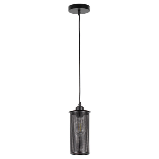 YANSUN 1-Light Industrial Black Pendant Light with Cylinder Shade E26 Ceiling Hanging Light Fixture, Bulb Not Included