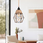 6.29 in. 1-Light Black Geometric Shaded Retro Plug-in Hand Woven Hemp Pendant Light with On/Off Switch for Dining Room