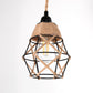 6.29 in. 1-Light Black Geometric Shaded Retro Plug-in Hand Woven Hemp Pendant Light with On/Off Switch for Dining Room