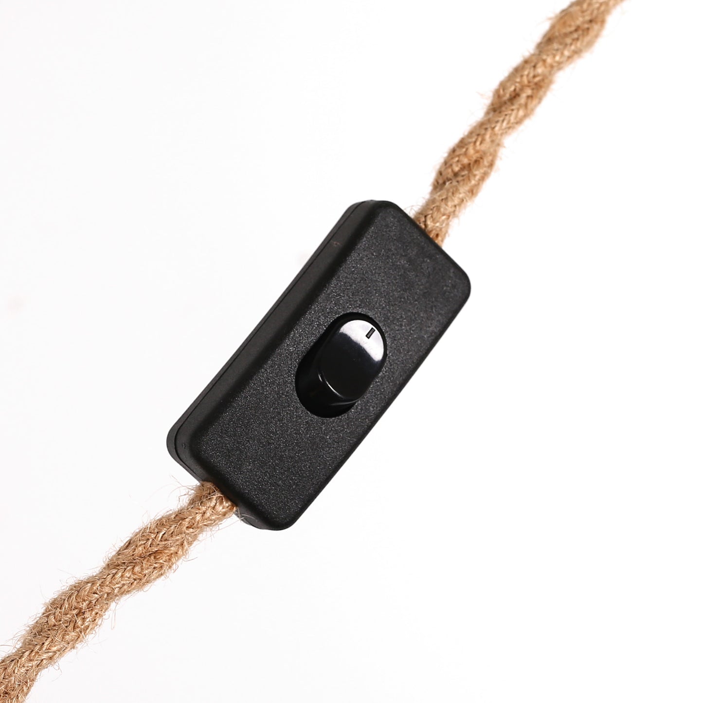 6.29 in. 1-Light Black Geometric Shaded Retro Plug-in Hand Woven Hemp Pendant Light with On/Off Switch for Dining Room