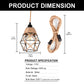 6.29 in. 1-Light Black Geometric Shaded Retro Plug-in Hand Woven Hemp Pendant Light with On/Off Switch for Dining Room