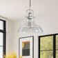 1-Light Brushed Nickel Modern Farmhouse Semi Flush Mount Pendant Light with Clear Glass Shaded