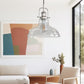 1-Light Brushed Nickel Modern Farmhouse Semi Flush Mount Pendant Light with Clear Glass Shaded