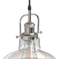 1-Light Brushed Nickel Modern Farmhouse Semi Flush Mount Pendant Light with Clear Glass Shaded