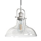 1-Light Brushed Nickel Modern Farmhouse Semi Flush Mount Pendant Light with Clear Glass Shaded
