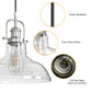 1-Light Brushed Nickel Modern Farmhouse Semi Flush Mount Pendant Light with Clear Glass Shaded
