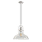 1-Light Brushed Nickel Modern Farmhouse Semi Flush Mount Pendant Light with Clear Glass Shaded