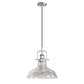 1-Light Brushed Nickel Modern Farmhouse Semi Flush Mount Pendant Light with Clear Glass Shaded