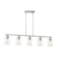 5-Light Brushed Nickel Modern Kitchen Island Pendant Lighting with Clear Glass Shade, Hanging Light for Dining Room