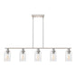 5-Light Brushed Nickel Modern Kitchen Island Pendant Lighting with Clear Glass Shade, Hanging Light for Dining Room
