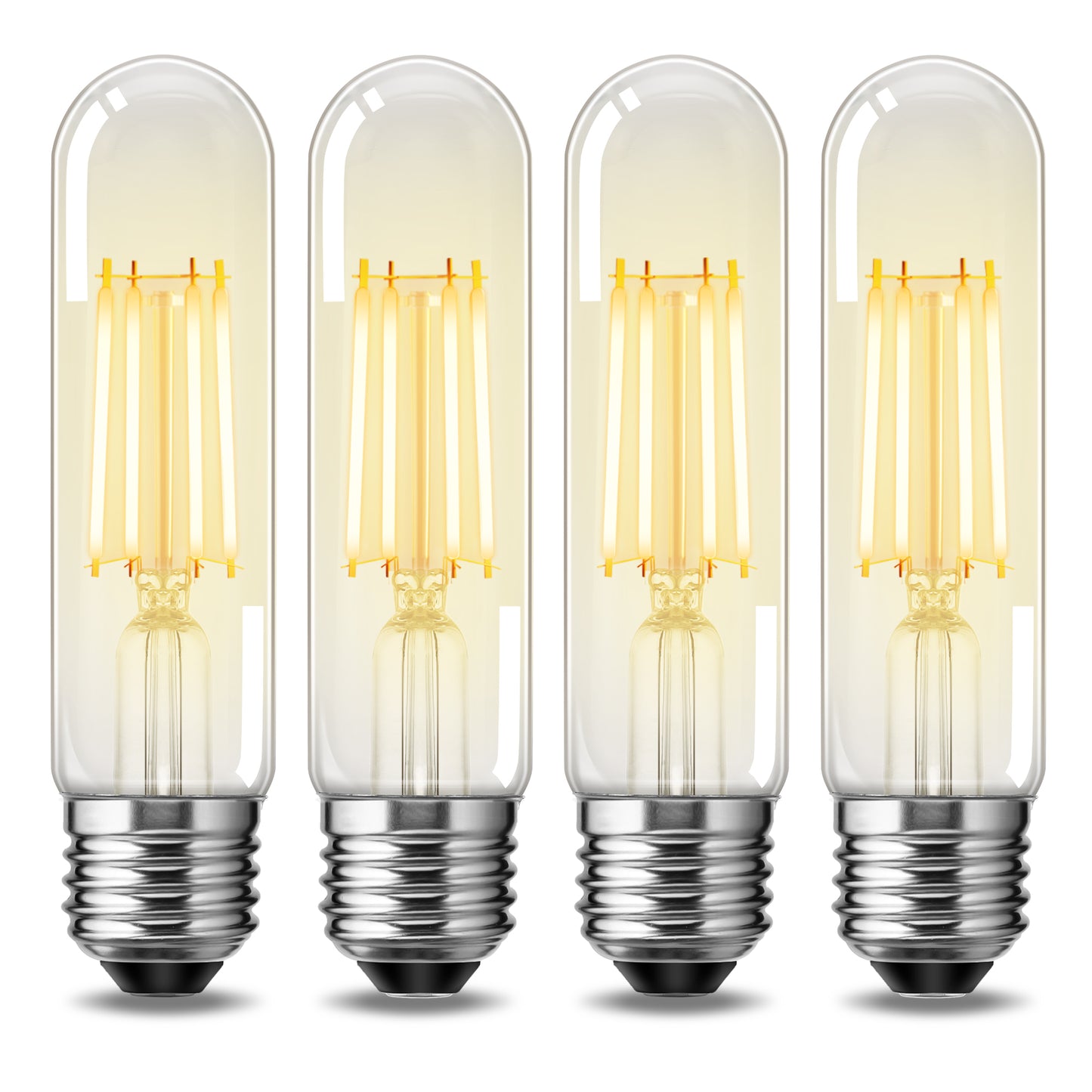 40-Watt Equivalent Edison T25 T30 LED Tubular Bulb, Vintage Filament, Warm White 2700K, Dimmable, E26 Base, 4-Pack