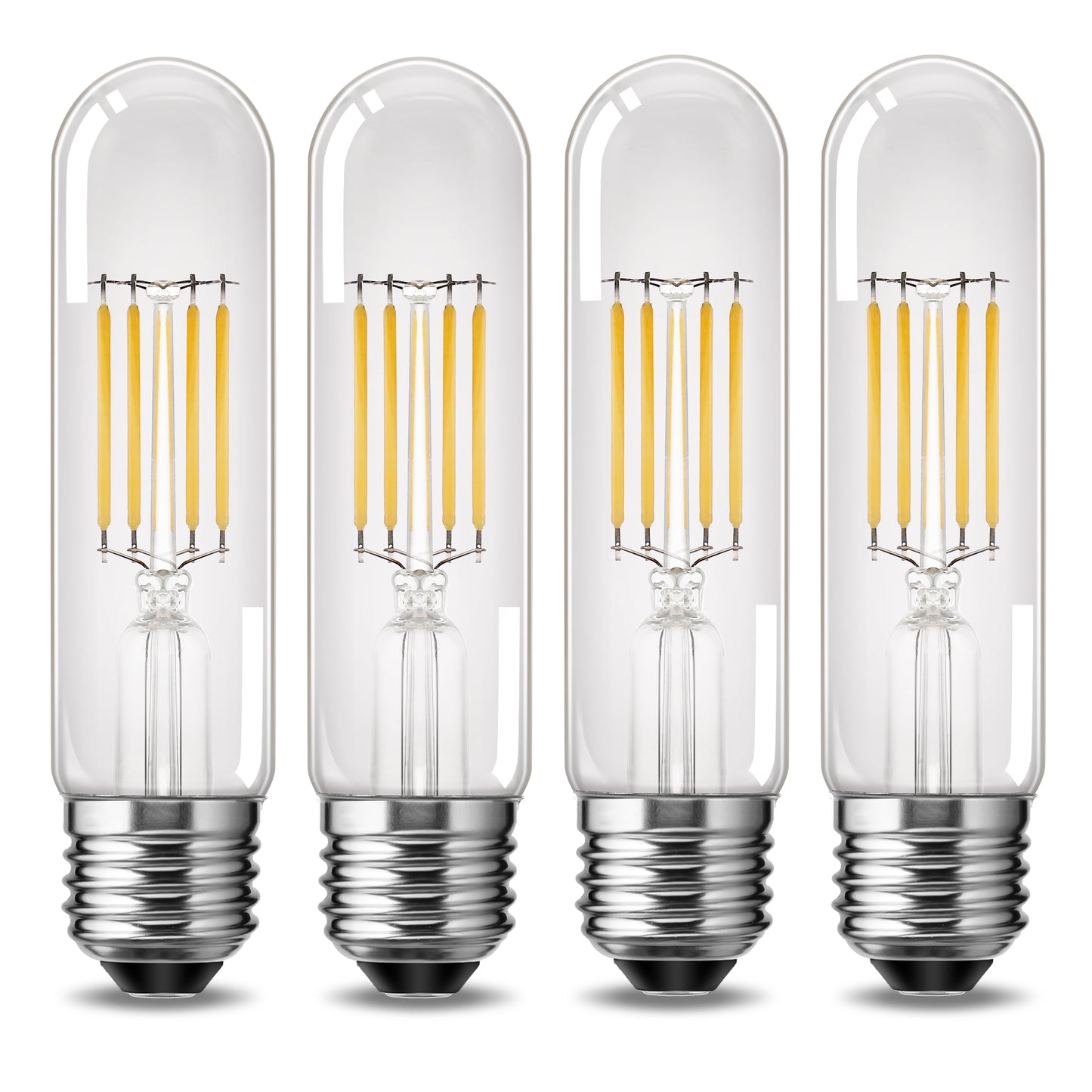 40-Watt Equivalent Edison T25 T30 LED Tubular Bulb, Vintage Filament, Warm White 2700K, Dimmable, E26 Base, 4-Pack