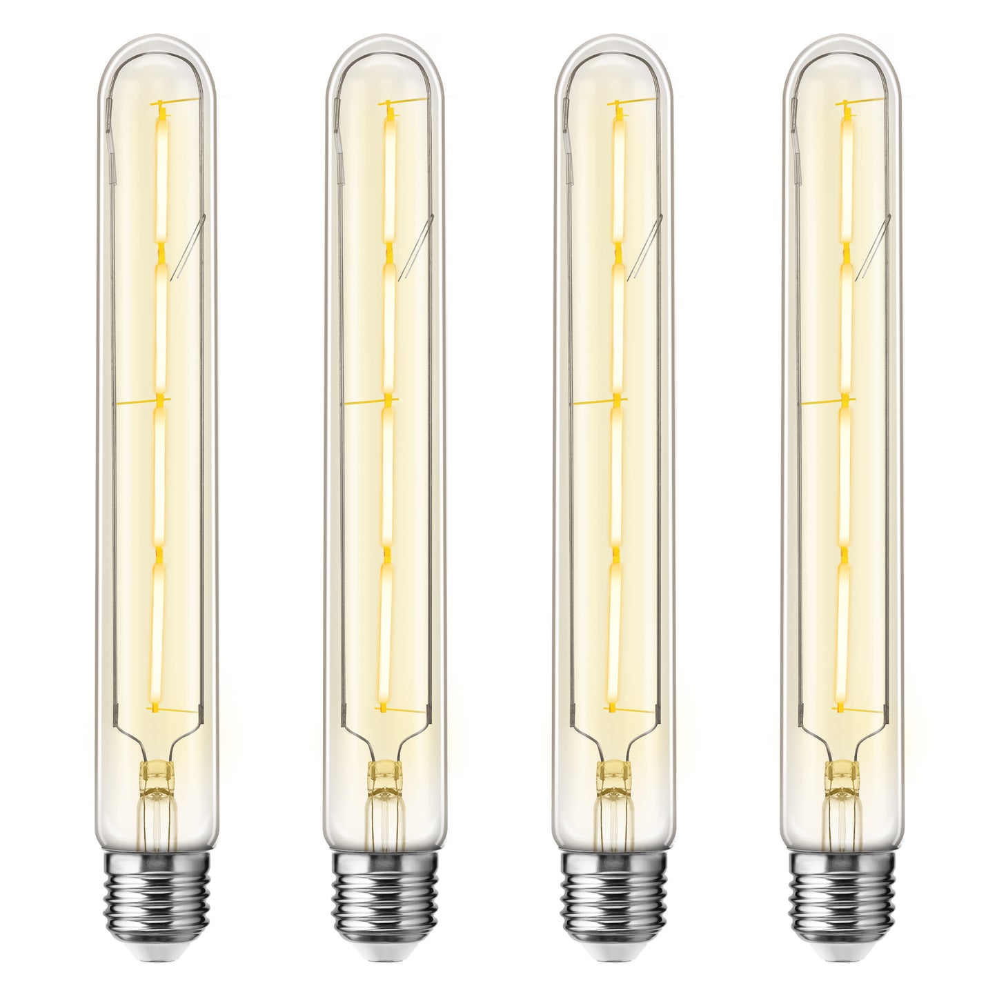 T30 LED Tubular Bulb,Vintage Filament Design, 4W (40W Equivalent), Warm White 2700K, Dimmable, E26 Base, (4-Pack)