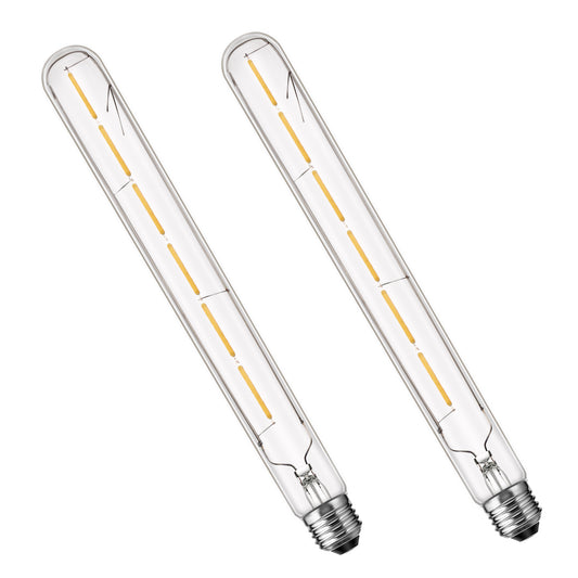 Edison T30 LED Tubular Bulb,Vintage Filament Design, 6W (60W Equivalent), Warm White 2700K, Dimmable, E26 Base, 2 Pack