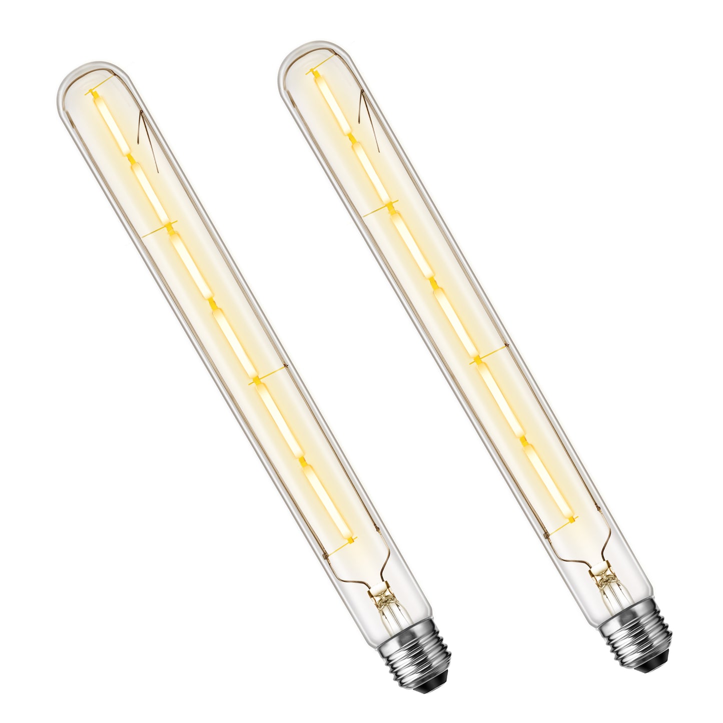 Edison T30 LED Tubular Bulb,Vintage Filament Design, 6W (60W Equivalent), Warm White 2700K, Dimmable, E26 Base, 2 Pack